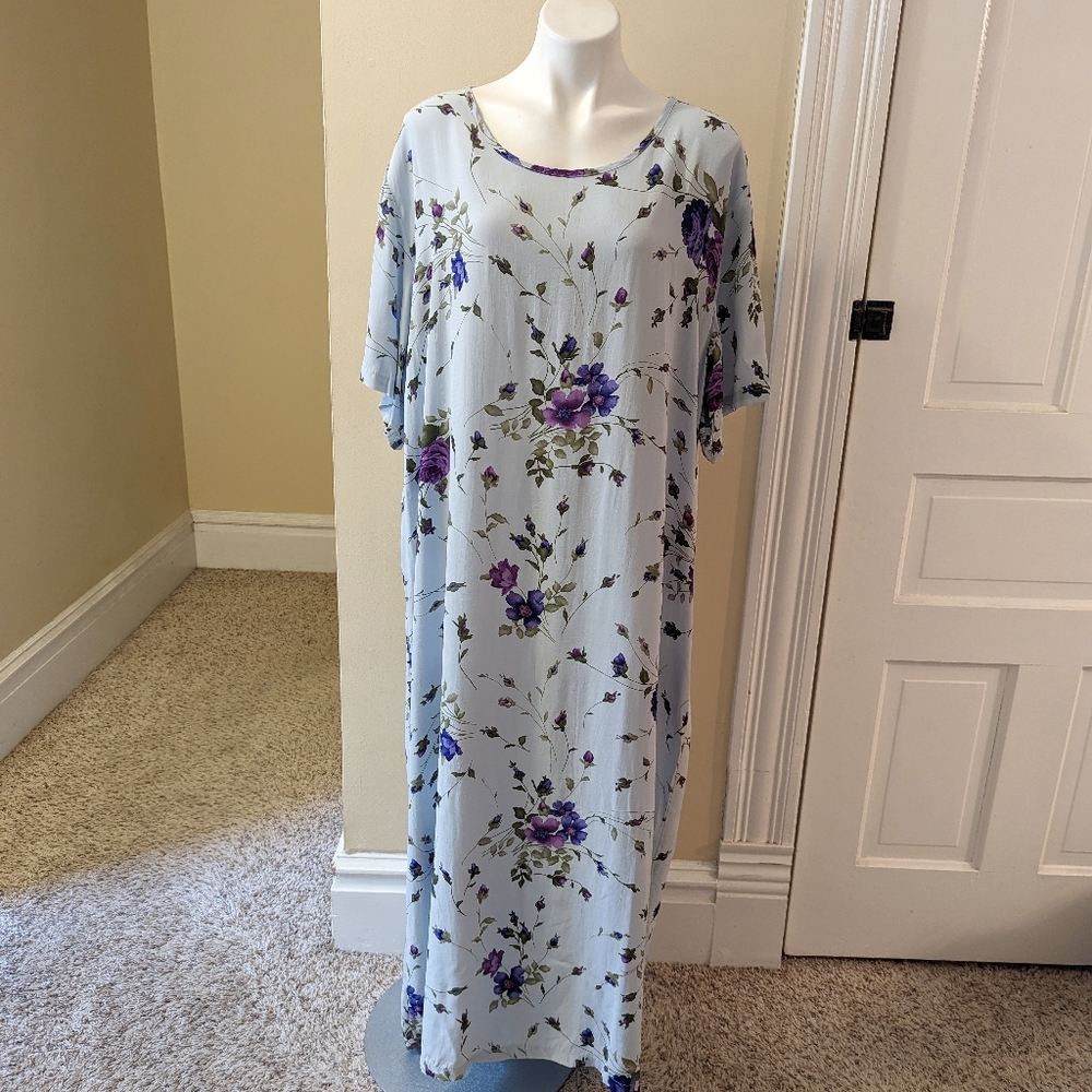 Vintage S A. Designs pale blue floral lon dress size 2X